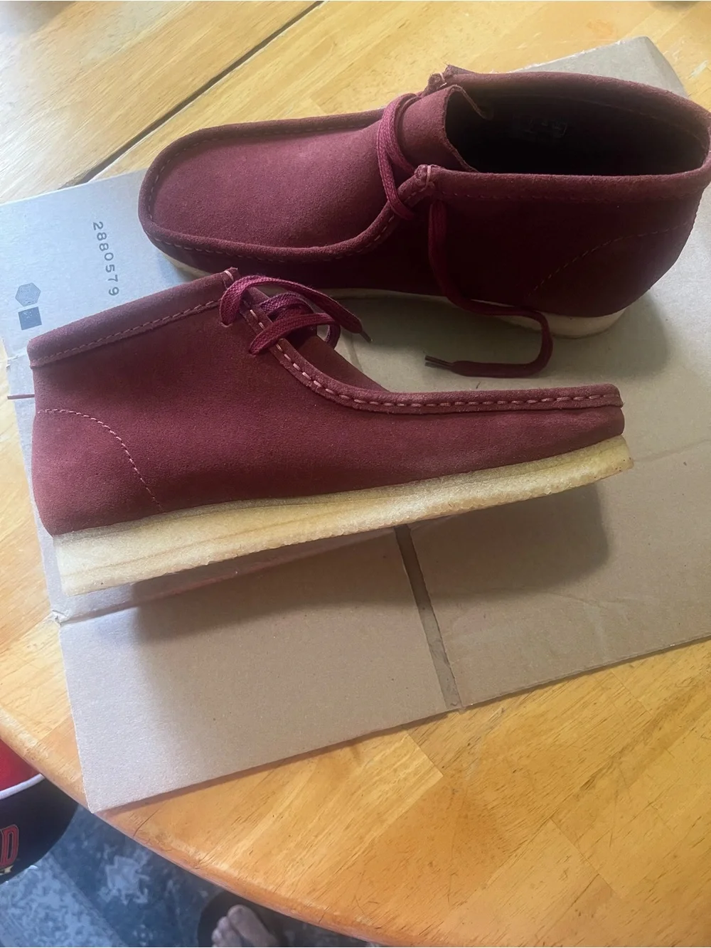 Clarks Men Burgundy Suede Moccasin Lace-Up Shoes